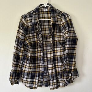 🔴3/50$!! Like New Cabi Ruffle Plaid Button Down Shirt